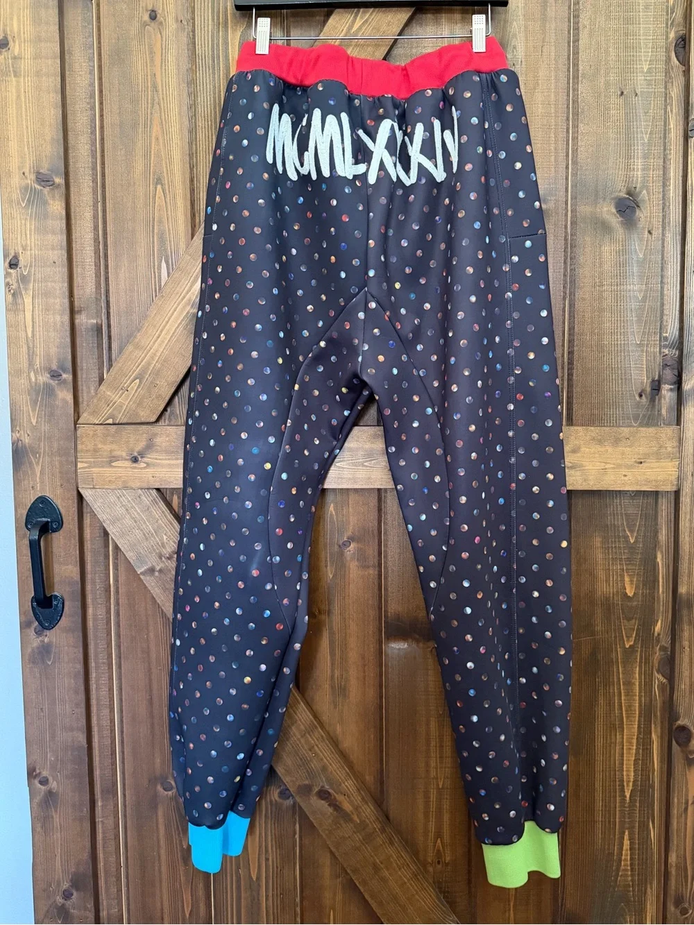 Bass by Ron Bass Sweatpants Joggers Polka Dot Like Design Colorful Sz 3XL Mens